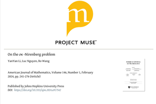 BIT Professor Wang Bo makes progress in research of Fully Nonlinear Nirenberg Problem