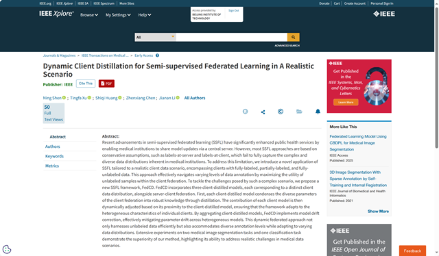 BIT team makes new advances in intelligent recognition of infrared vein patterns